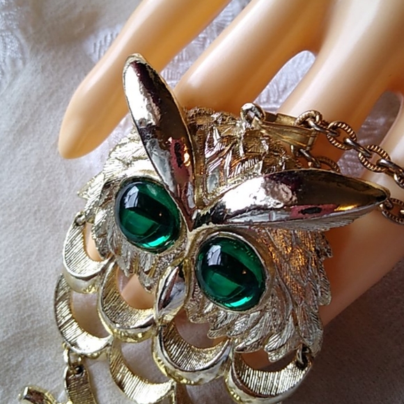 Vintage Large Owl Necklace Pendant - Picture 2 of 7